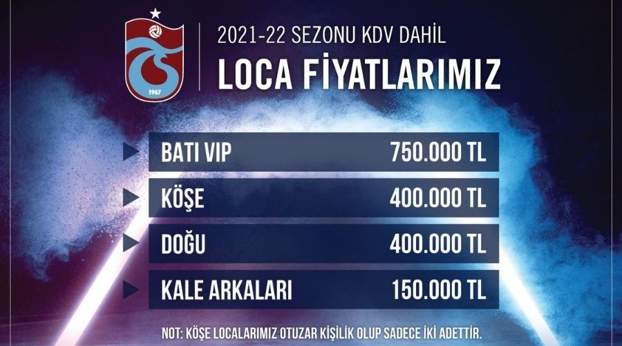 Trabzonspor Yeni Sezon Loca Fiyatlar Belli Oldu
