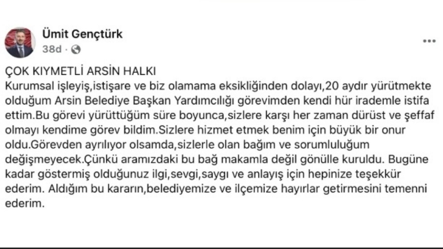 Trabzon'da flaş gelişme! Belediye Başkan yardımcısı istifa etti...